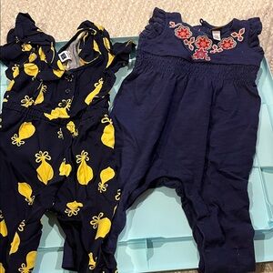 2 sleeveless rompers size 12-18 months tea and Janie  & Jack brands